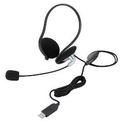 【P10E】エレコム USBヘッドセットマイクロフォン/両耳ネックバンド/1.8m/シルバ…...:compmoto-r:10200831