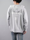[国内正規取り扱い店] Balmain Homme / バルマン オム / Grey cotton sweatshirt with white Balmain Paris logo / グレー コットン ス..