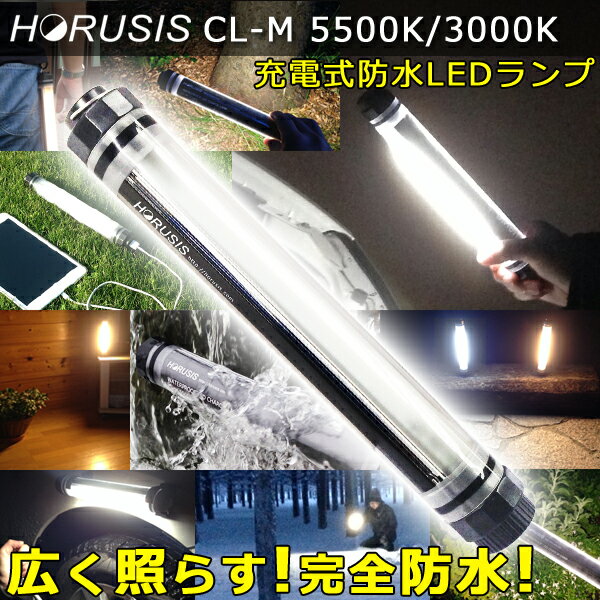 LEDライト 作業灯 懐中電灯 完全防水 防水 充電式【HORUSIS CHARGE LAMP CL-M】ホルシス チャージランプ 白色光/暖色光 最大350LM 防塵防水IP68 明るさ3段階 スマホ充電器 LEDランタン 投光器 ハンディライト LEDランプ アウトドア 釣り 登山 防災 災害用 照明用 ライト