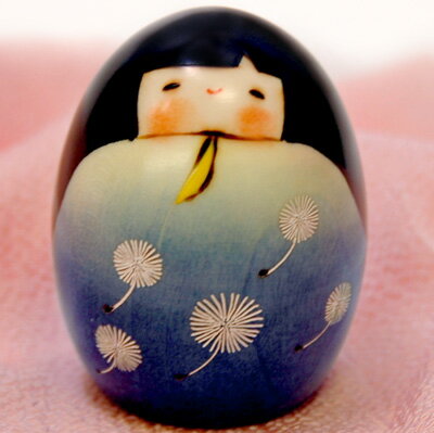 卯三郎こけし　たんぽぽ　ブルー(Dandelion Blue)【楽ギフ_包装】昭和25年から、群馬県で制作されている創作こけしです。(kokeshi)(japanese doll)(和雑貨)