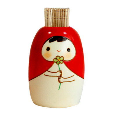 卯三郎こけし　ほんのり　楊枝入れ(赤)(Honnori toothpick pot red)【楽ギフ_包装】昭和25年から、群馬県で制作されている創作こけしです。(kokeshi)(japanese doll)(和雑貨)