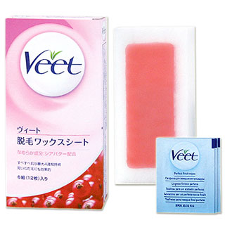 ヴィート　脱毛ワックスシート　シアバター　6組（12枚入り）　Veet *シアバター配合！短いむだ毛にも効果的