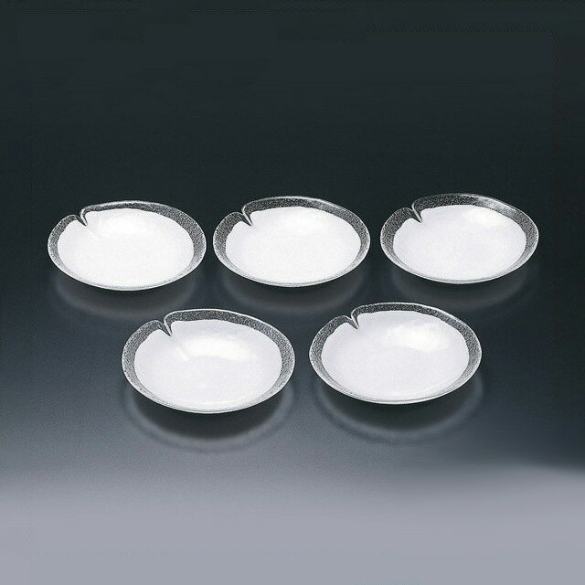 15％OFF！◆吉谷硝子：白妙 小皿セット（YO-7006）［化粧箱入］透明に純白のガラスを合わせた職人の手づくりのガラス器です