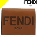 フェンディ 財布 二つ折り財布 レディース メンズ スモール ミニ財布 ロゴ レザー 本革 ブランド コンパクト 茶色 ブラウン FENDI Small Fendi Roma bi-fold wallet 8M0420 AAYZ