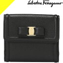 フェラガモ 財布 二つ折り財布 レディース ヴァラ リボン ブランド 本革 大容量 黒 ブラック Salvatore Ferragamo VARA BOW SMALL WALLET 22C911 0673755