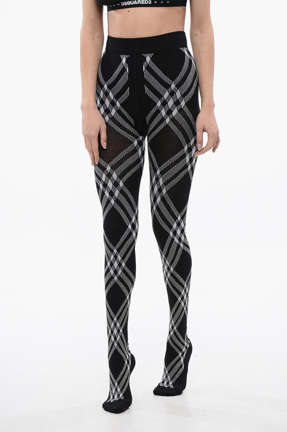 バーバリー BURBERRY アンダーウェア レディース Underwear WOOL-BLENDED GEOMTRIC TIGHTS 8083660 A1189 BLACK WHITE 関税 送料無料 ラッピング無料 2020SS dk
