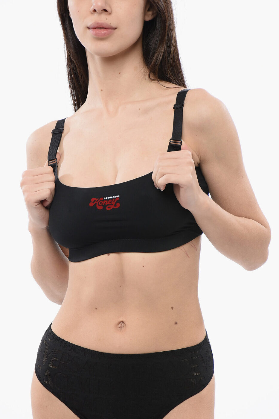 ディースクエアード DSQUARED2 アンダーウェア レディース Underwear SPORTY BRA WITH FLOCKED LOGO S83D8RF2 SJ4170 010 関税 送料無料 ラッピング無料 2020SS dk