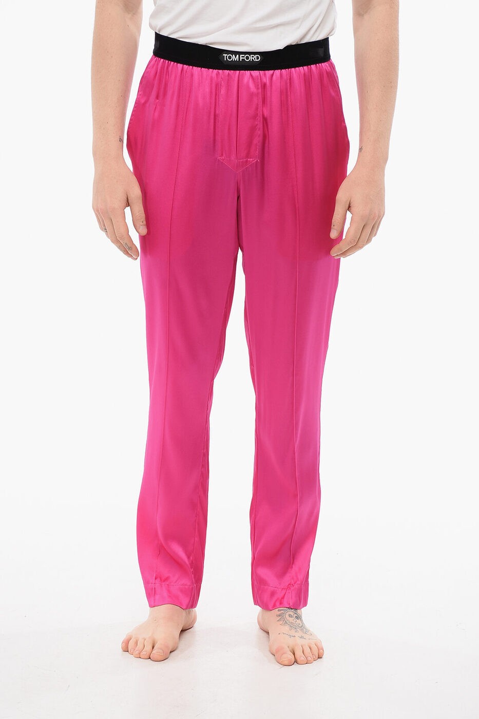 トム フォード TOM FORD アンダーウェア メンズ Underwear SILK SATIN PIJAMA PANTS WITH VELOUR DETAIL T4H201010 0 672 関税 送料無料 ラッピング無料 2020SS dk