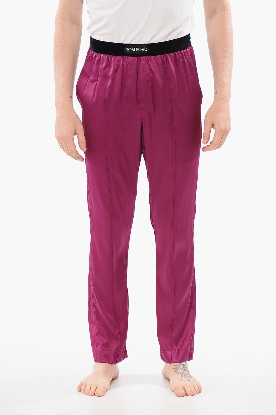 トム フォード TOM FORD アンダーウェア メンズ Underwear SILK SATIN PIJAMA PANTS WITH VELOUR DETAIL T4H201010 0 676 関税 送料無料 ラッピング無料 2020SS dk