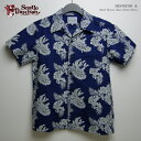アロハシャツ|ステュディオ・ダ・ルチザン(STUDIO D'ARTISAN)|豚アロハ SD5530 フラワー(ORIGINAL ALOHA SHIRTS FLOWER)|インディゴ抜染|コットン100%(Cotton 100%)|開襟(オープンカラー)|フルオープン|半袖|アロハタワー(アロハシャツ販売) 10P11Mar16