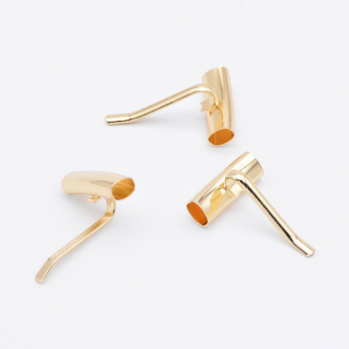 即日発送！<strong>ポニーフック金具</strong> シンプルヘア金具 ヘアゴム通しポニーフックっ金具 パイプ付き 20×29mm ゴールド（4ヶ）