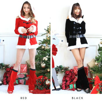 サンタコスプレ長袖サンタコスクリスマスサンタクロースコスチューム激安大きいサイズ衣装サンタコスプレコスセクシーパーティクリスマスコスプレサンタコスチューム赤レッド黒ブラックブラックサンタパンツレッグウォーマーレディースファッション