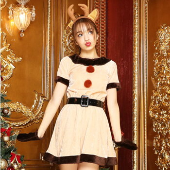 トナカイコスプレコスチューム衣装クリスマス着ぐるみコス激安仮装大人ワンピーストナカイコスプレトナカイコストナカイコスチュームクリスマスコスプレクリスマスコスチュームパーティセクシーサンタクロースサンタカチューシャレディースファッション