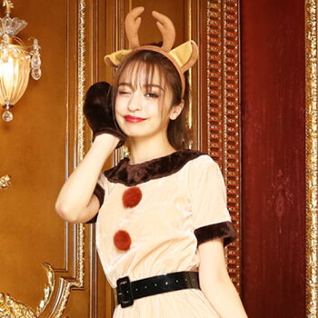 トナカイコスプレコスチューム衣装クリスマス着ぐるみコス激安仮装大人ワンピーストナカイコスプレトナカイコストナカイコスチュームクリスマスコスプレクリスマスコスチュームパーティセクシーサンタクロースサンタカチューシャレディースファッション