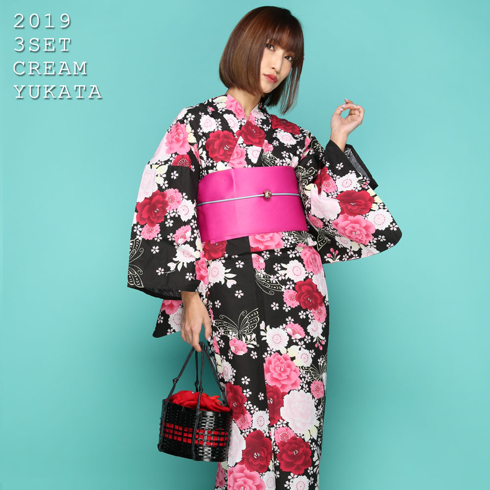浴衣 セット レトロ モダン レディース 古典柄 黒地 浴衣セット ゆかた 浴衣+帯 作り帯+下駄 3点セット 大きいサイズ 大人 激安 黒 白 赤 黄色 黄 ピンク ブラック ホワイト 薔薇 バラ 桜 花 花柄 蝶 浴衣帯 レトロモダン 女性浴衣セット 女性和服 レディースファッション