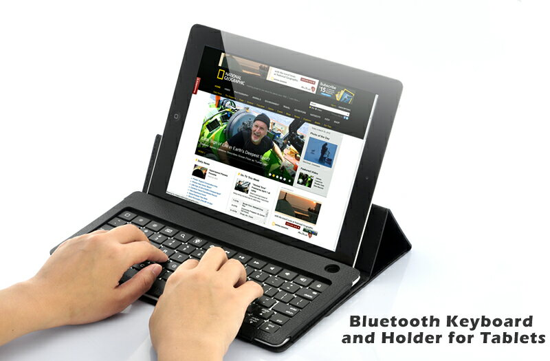 XOOM/Galaxy Tab/New iPad/iPad3/新しいiPad/iPad2 兼用 キーボード 【iPad2/新しいiPad タブレットPC 無線式 Bluetooth ワイヤレスキーボード内臓ケース】