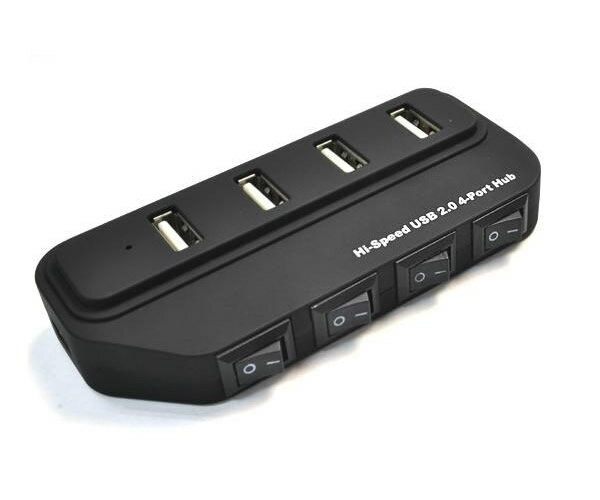 USB2.0 4ポートUSBハブ スイッチ付け型 【高速伝送・ハイスピード 】【USB HUB 4Port】【円高還元】ON/OFFスイッチを搭載した、4ポートUSB2.0ハブです。