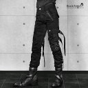 ボンデージパンツ ベルト メンズ ロック パンク ヴィジュアル系 V系 カーゴパンツ ファッション bv(ブラック黒) 07262
