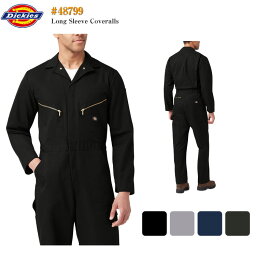 【Dickies】ディッキーズ 長袖ツナギ Deluxe Blended Long Sleeve Coveralls 48799 カバーオール ブラック グレー ダークネイビー オリーブグリーン長袖 つなぎ 作業着 ワークウェア <strong>メンズ</strong> 4897 USAモデル 大きいサイズ ビッグ カジュアル アウトドア