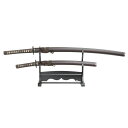 【模造刀】石目シリーズ 茶石目 掛け台・刀袋付 大小刀 刃紋入り刀身 メッキ合金 【gst-nd3-91】 日本刀 刀剣 おもちゃ 通販【代引き不可】