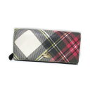 Vivienne Westwood ヴィヴィアンウエストウッド イタリア製 ダービータータンチェックロングウォレット.長財布 (赤 レッド レザー インポート) 120934 【中古】