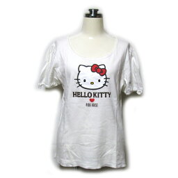 PINK HOUSE×HELLO KITTY <strong>ピンクハウス</strong>×ハローキティ 「L」 限定Tシャツ (白 半袖 ロゴ) 124950 【中古】