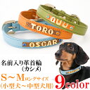 犬の首輪 犬首輪 小型犬中型犬用名前入りレザー首輪カシメ S〜Mロングサイズイニシャル首輪【楽ギフ_包装】【楽ギフ_名入れ】