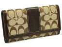 ・【送料無料】COACH コーチ 41577 BKHMA ハンプトンズシグネチャー スリムエンベロープ 長財布 カーキ/マホガニー【楽ギフ_包装】【it1104】【sa0617】