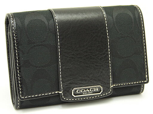 【送料無料】COACH コーチ 42193 SBKBK ペネロピ シグネチャー コンパクト クラッチ 2つ折財布 シルバー/ブラック/ブラック【円高還元】