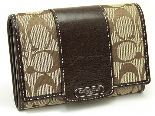 ・【送料無料】COACH コーチ 42193 SKHMA ペネロピ シグネチャー コンパクト クラッチ 2つ折財布 シルバー/カーキ/マホガニー【sa0514】