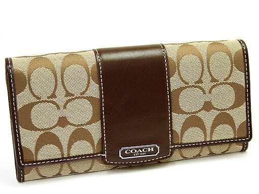 ・【送料無料】COACH コーチ 43412 SKHMA ペネロピ シグネチャー スリム エンベロープ 長財布 シルバー/カーキ/マホガニー【coupon0214】【SALE】