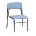 【ポイント10倍】軽量 スタッキングチェア 【5脚セット ブルー×クロムメッキ 幅45cm 重さ4.3kg】 日本製 防汚仕様 スチール 『リブラ チェア』【代引不可】