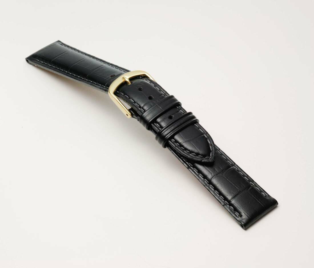 BK001A0【BAMBI】カーフ型押/ 時計ベルト /黒 腕時計用 時計バンド \2,205