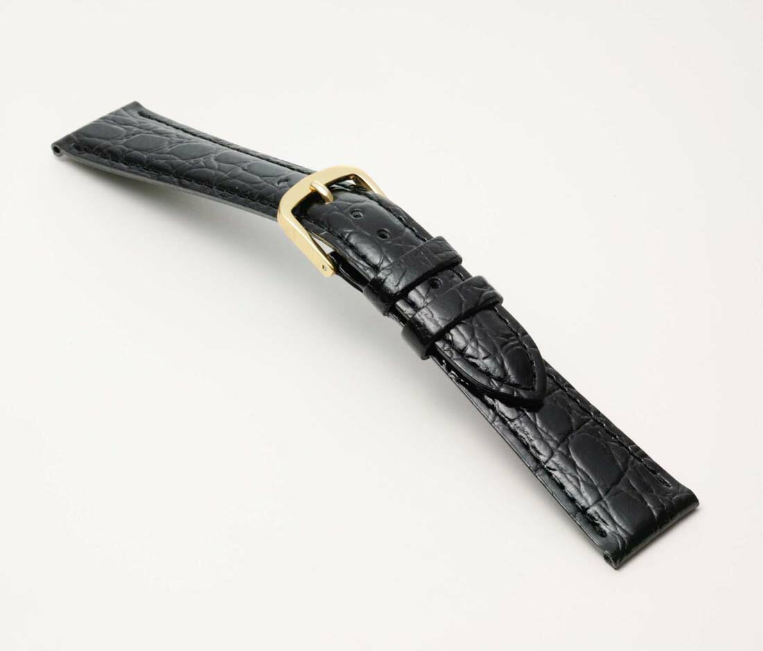 K021A【BAMBI】カーフ型押/ 時計ベルト /黒 腕時計用 時計バンド 2,205円