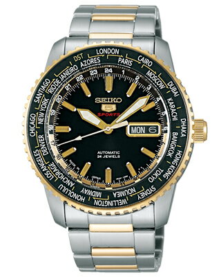 【SEIKO】セイコーメカニカルセイコー5スポーツメンズ腕時計自動巻き手巻きブラックゴールドSARZ008【送料無料】<サイズ調整無料>【お取り寄せ商品】