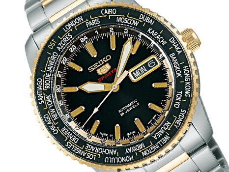 【SEIKO】セイコーメカニカルセイコー5スポーツメンズ腕時計自動巻き手巻きブラックゴールドSARZ008【送料無料】<サイズ調整無料>【お取り寄せ商品】
