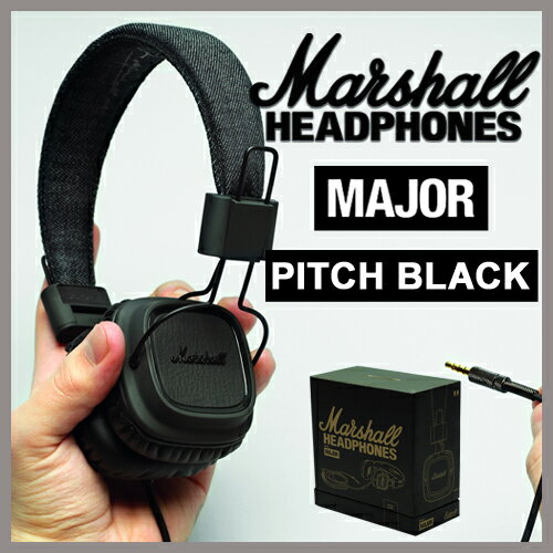 【送料無料】【国内正規品】Marshall Headphone MAJOR PITCH BLACK / マーシャル ヘッドフォン メジャー ピッチブラック (iPhone対応マイク＆リモコン付き！ヘッドホン / おしゃれ / 高音質 / ブラックデニム)【レビュー特典あり】 