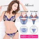 ブラジャー ショーツ セット ロマンティック ブルーム ブラジャー & 選べる バック透け フルバック or Tバック ショーツ