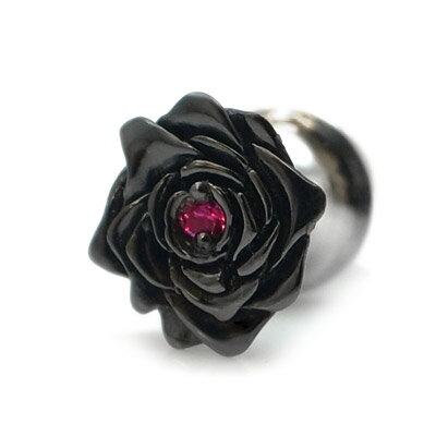 [black beauty] 薔薇/バラ モチーフ ブラックコーティング シルバー ラペルピン（ルビ...:dagdart:10003011