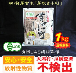 【メール便で送料無料♪籾発芽玄米】【JAS認証有機栽培米】「有機米芽吹き小町(1kg:あきたこまち)」健康・美容・ダイエットに！