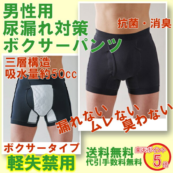 男性用失禁パンツ　サイドシークレット【送料無料】【ポイント5倍】[裏代官山市場][LB]【尿漏れ】【尿モレ】【ボクサートランクス】【メンズ】【紳士用】 【HLS_DU】【cosme0710】見た目は普通の紳士用横モレ吸水パッド付きボクサーパンツ