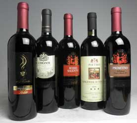 送料無料◆気さくなイタリアワインが勢ぞろい！果実味を楽しむイタリア赤ワイン5本セット