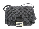 【中古】【美品】FENDI フェンディ マンマバケット ウール×レザー グレー×ブラック シルバー金具 ショルダーバッグ ハンドバッグ 2WAYバッグ レディース 女性用 バック ブランド