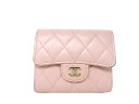 CHANEL シャネル 財布 マトラッセスモールフラップウオレット ピンク シープスキン【204】 【中古】【大黒屋】