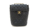 CHANEL シャネル リュック A91121 ラムスキン ブラック ゴールド金具 【205】 【中古】【大黒屋】