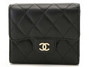 【送料無料】CHANEL シャネル マトラッセスモールフラップウォレット ラムスキン ブラック ゴールド金具 A81900【434】 【中古】【大黒屋】