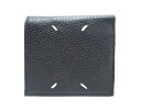 MAISON MARGIELA メゾン マルジェラ 二つ折り財布 ブラック レザー S35UI0438 2143400183329 【432】 【中古】【大黒屋】