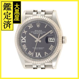 2020年2月正規 ROLEX <strong>ロレックス</strong>　メンズ オートマチック　デイトジャスト36 126234　<strong>オーベルジーヌ</strong>VIIXダイヤ文字盤 K18WG/SS【472】HK 【中古】【大黒屋】