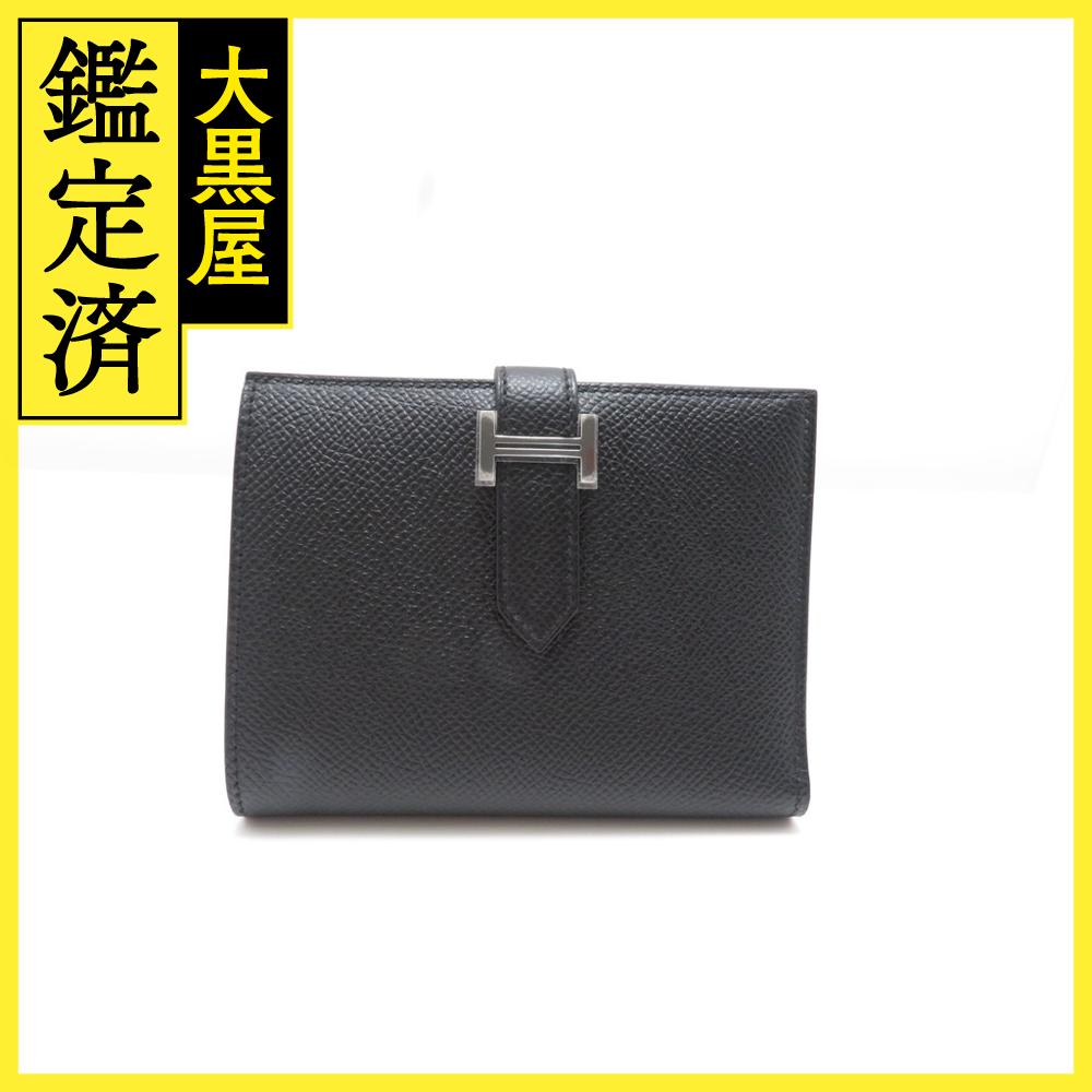 HERMES　エルメス　<strong>ベアン</strong><strong>コンパクト</strong> ブラック/SV　B刻印(2023年)【431】2147200482927 【中古】【大黒屋】