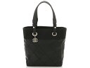 【送料無料】CHANEL シャネル パリビアリッツトートPM トートバッグ キャンバス カーフ ブラック【430】【中古】【大黒屋】